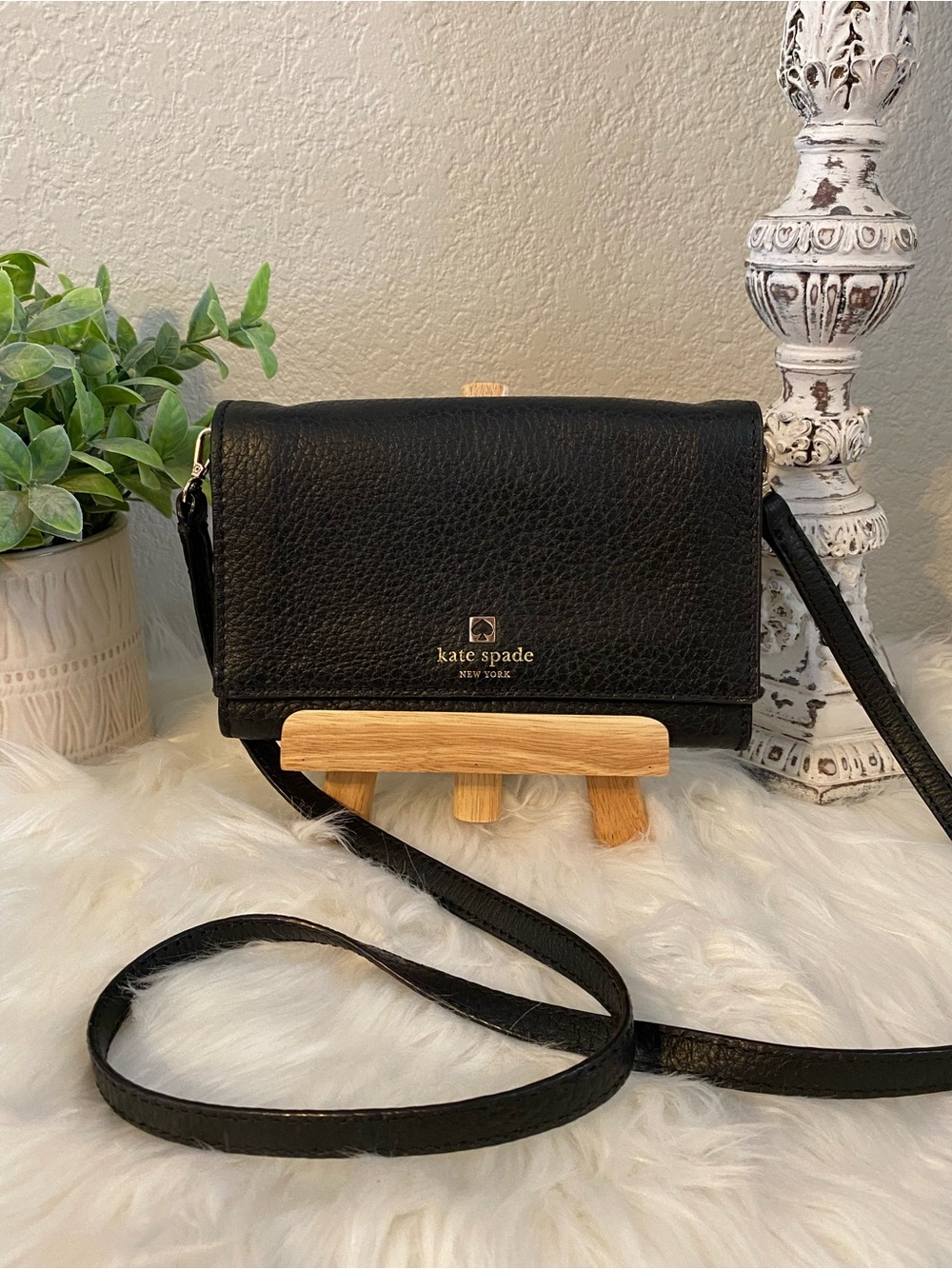kate spade Black Pebbled Leather Crossbody Bag